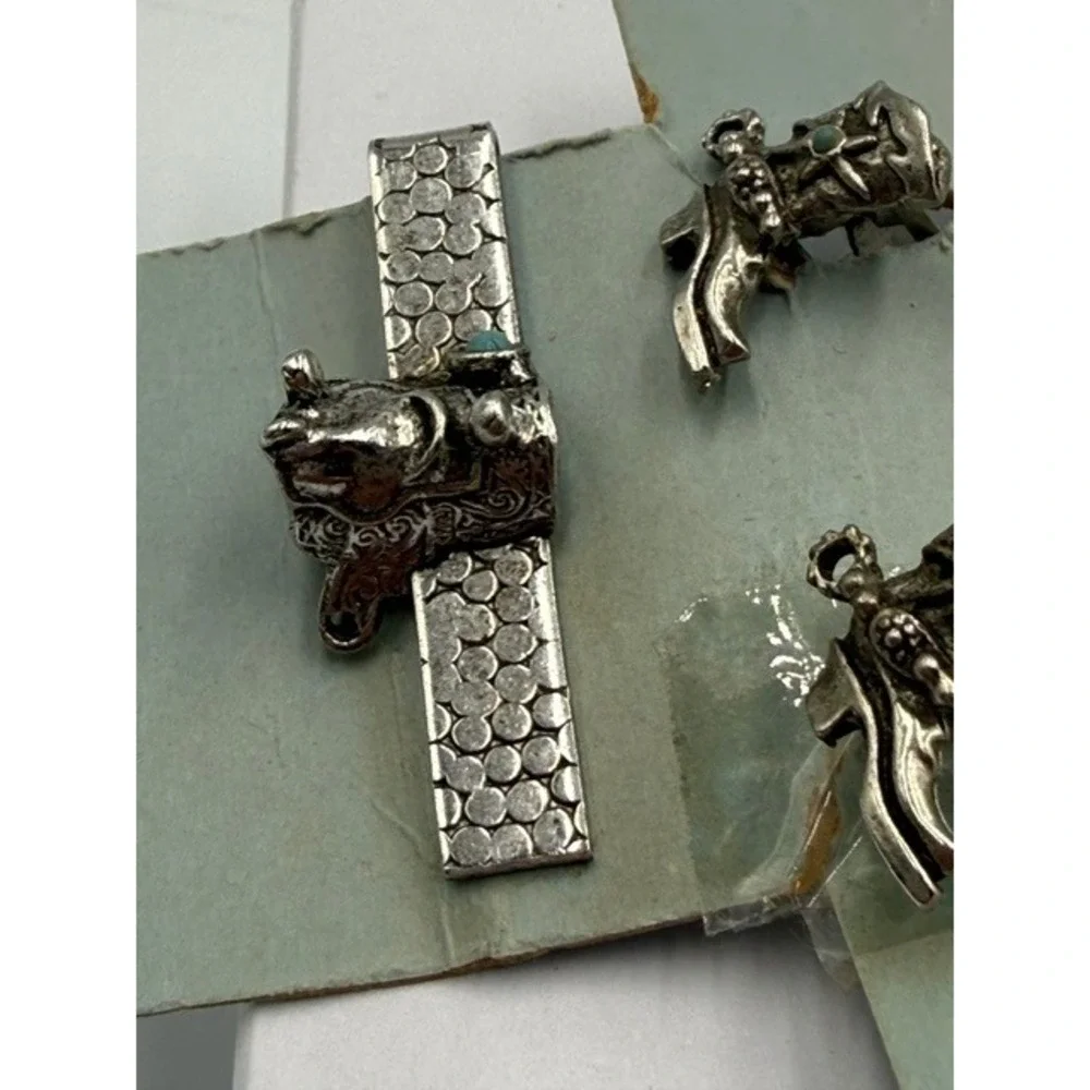 Vintage Roy Rogers Cuff Links and Tie Clasp/Bar Wrist Watch Jewelry Set